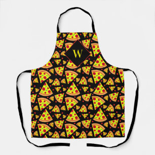 Delantal Pepperoni Pizza Slices Funny Pizzeria Chef Black