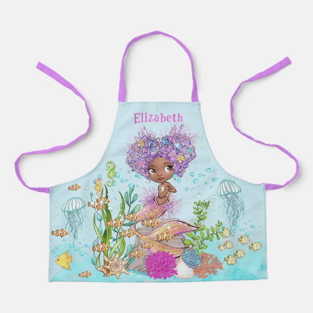Delantal Pequeña sirena marrón bajo la impresión de todo so (Anverso)