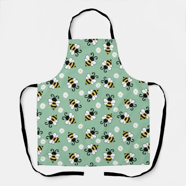 Delantal Pequeñas abejas y flores de margarita (Anverso)