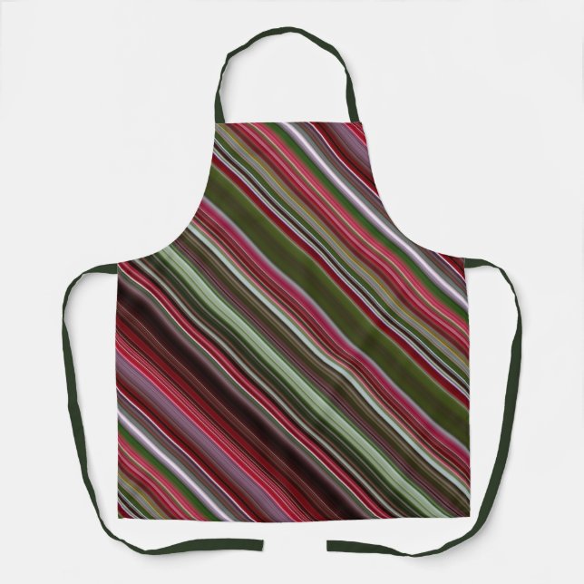 Delantal Pequeñas Bayas Rojas Raya Roja y Verde (Anverso)