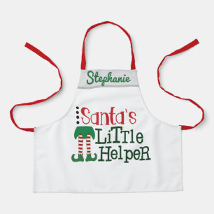 Delantal Pequeño ayudante de Cute Santa personaliza el nomb