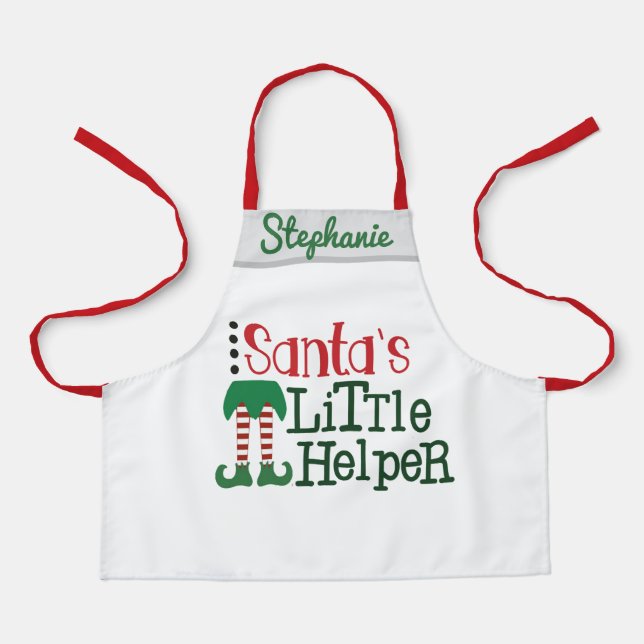 Delantal Pequeño ayudante de Cute Santa personaliza el nomb (Anverso)