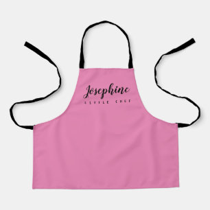 Delantal Pequeño Chef Script Chica Nombre Pink personalizad