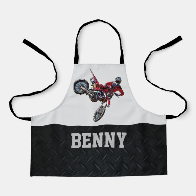 Delantal Pequeño mecánico Dirt Bike Nombre Race Boy Son Gua (Anverso)