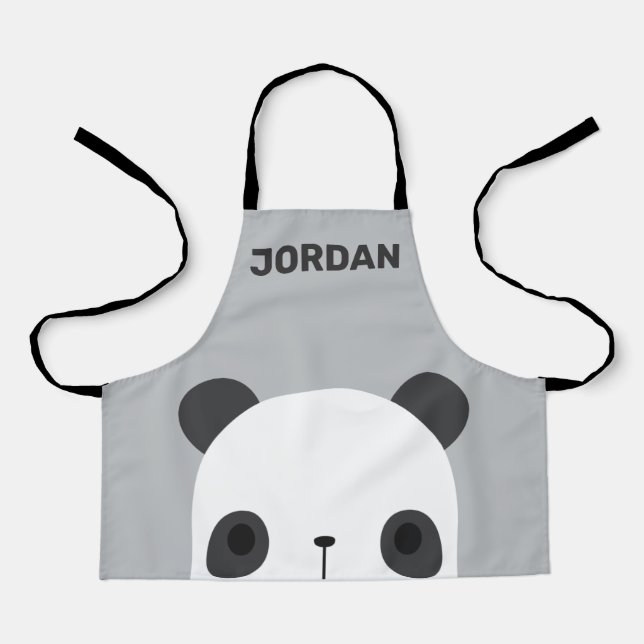 Delantal Pequeño oso oso panda con nombre personalizado (Anverso)