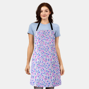 Delantal Pequeño patrón floral blanco azul rosa lindo