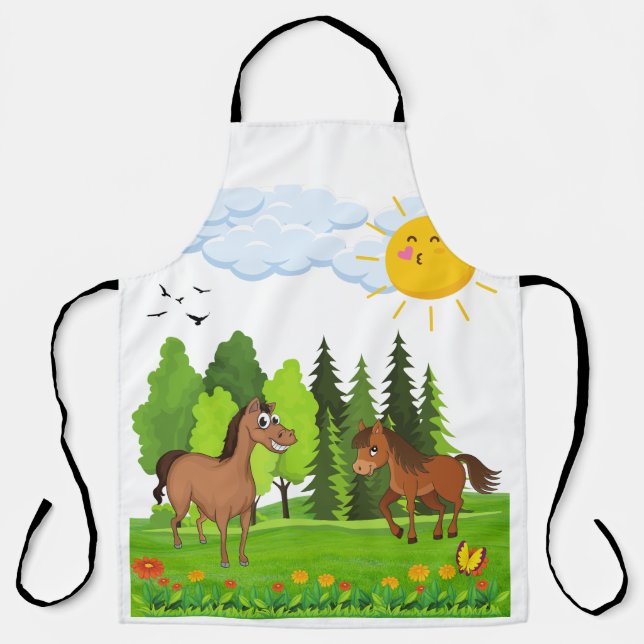 Delantal Pequeños caballos de diseño para niños (Anverso)