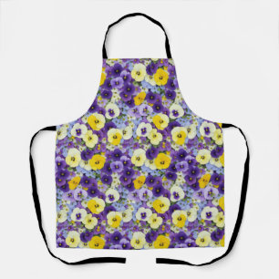 Delantal Pequeños Pansies morados y amarillos