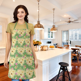 Delantal Peras de inspiración floral verdes