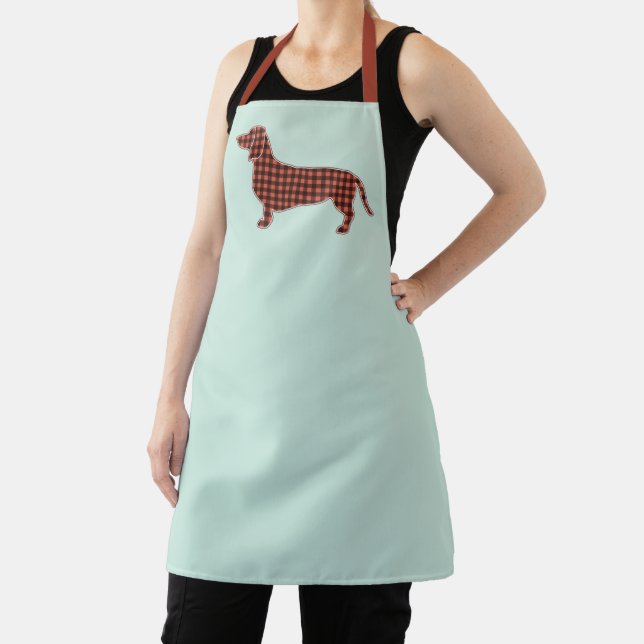 Delantal Perfil de Gingham Black y Tan Dachshund - Mint (in situ)