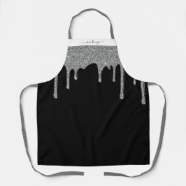 Delantal Perforaciones de Purpurina de espuma de plata negr