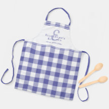 Periwinkle Kitchen Monograma Nombre Gingham Check