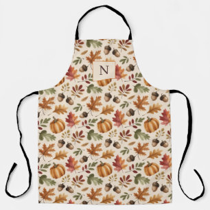 Delantal Peronalized Fall Earthy Naranja Watercolor Letras