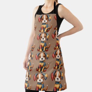 Delantal Perrito caprichoso de patchwork Folk Art Cottageco