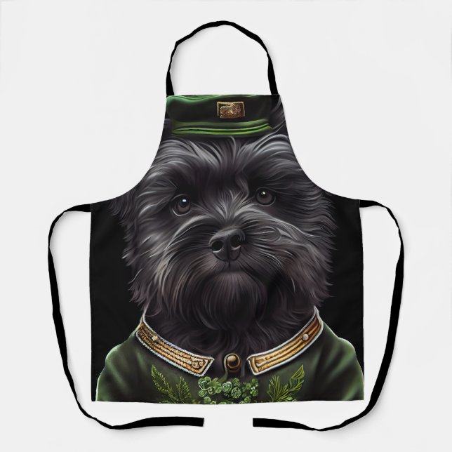 Delantal Perro Affenpinscher con vestido de San Patricio (Anverso)