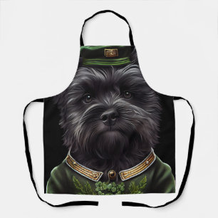 Delantal Perro Affenpinscher con vestido del día de San Pat