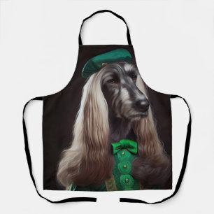 Delantal perro afgano con vestido del día de San Patricio
