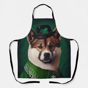 Delantal perro akita con vestido del Día de San Patricio
