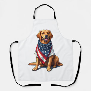 Delantal Perro Amante Grabado Retriever Bandera Americana D