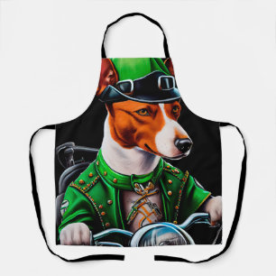 Delantal Perro Basenji montando bicicleta Día de San Patric