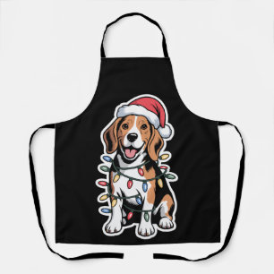 Delantal Perro Beagle de Navidad Sombrero de Santa Luces de