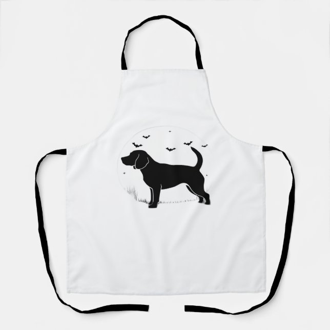 Delantal Perro Beagle - Silueta Luna de Halloween sobredime (Anverso)
