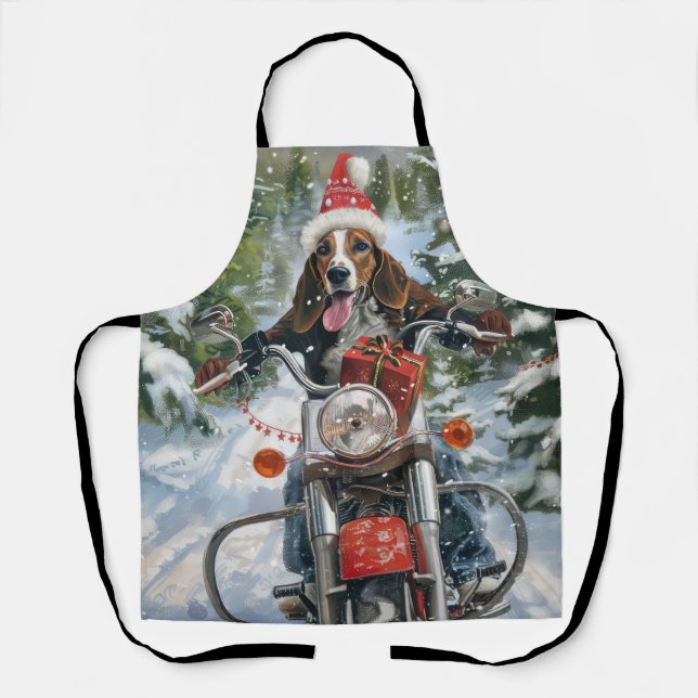 Delantal Perro Bluetick Coonhound montando motocicleta Navi (Anverso)