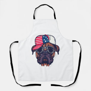 Delantal Perro Boxer Con Azul Rojo Blanco