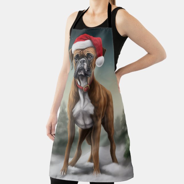 Delantal Perro Boxer en Navidad con Nieve (in situ)