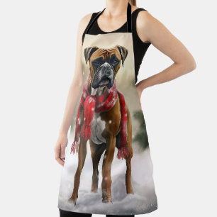 Delantal Perro Boxer en Navidades de Nieve