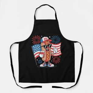 Delantal Perro caliente del 4 de julio Bandera americana Pa
