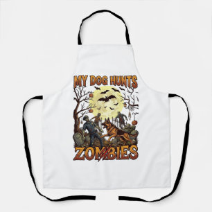 Delantal Perro Caza Zombies Halloween Pastor Alemán Luna_1