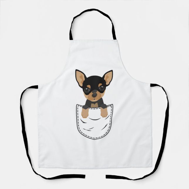 Delantal Perro chihuahua en bolsillo (Anverso)