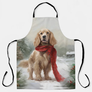 Delantal Perro Cocker Spaniel en Navidad con nieve