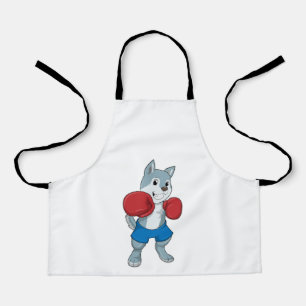 Delantal Perro como boxeador con guantes de boxeo