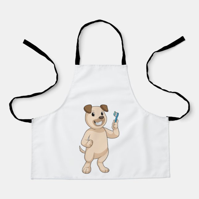Delantal Perro con cepillo de dientes (Anverso)