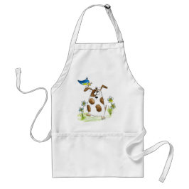 Delantal Perro con pájaro de aspecto caprichoso