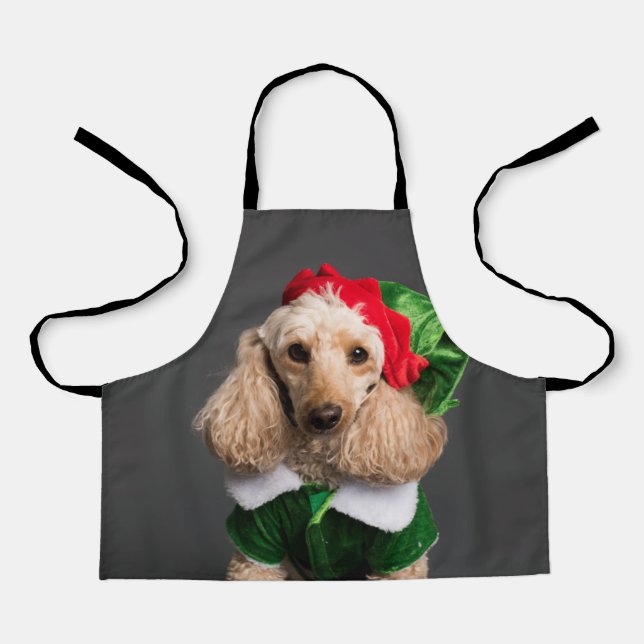 Delantal Perro con traje de elfo (Anverso)