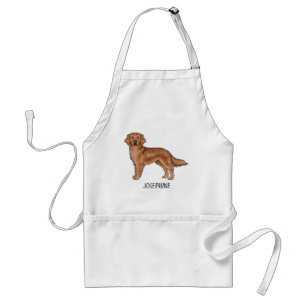 Delantal Perro Cute Retriever Dorado Rojo Con Nombre Person