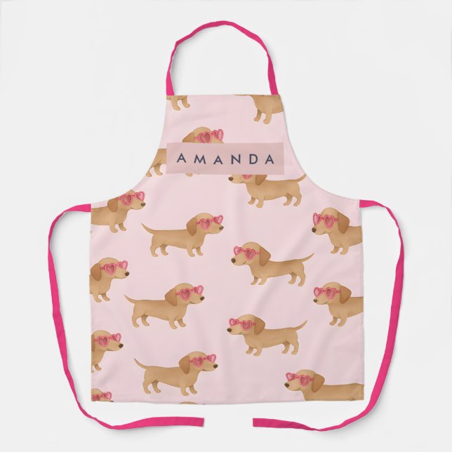 Delantal Perro Dachshund Adorable Personalizado (Anverso)