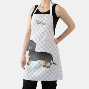 Delantal Perro Dachshund de Pelo Liso Negro y Canela & Nomb