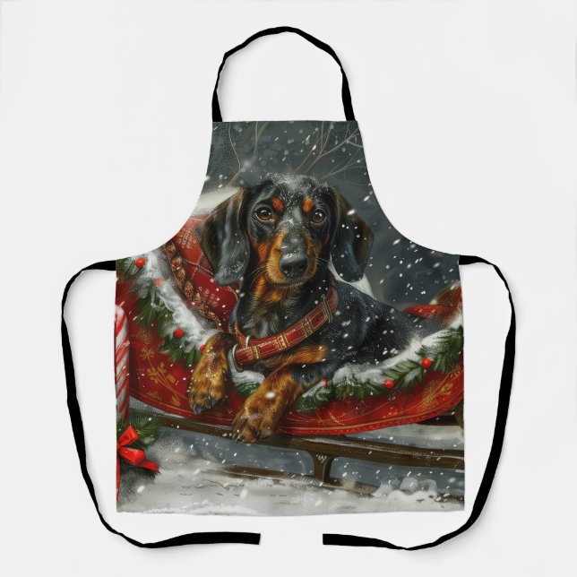 Delantal Perro Dachshund Navidad Festiva  (Anverso)