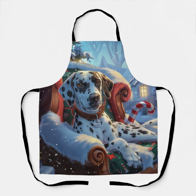 Delantal Perro Dálmata Navidad Festiva (Anverso)