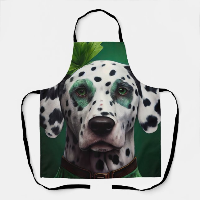 Delantal Perro dalmatiano con vestido del Día de San Patric (Anverso)