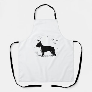 Delantal Perro de Boston Terrier - Halloween Moon Silhouett
