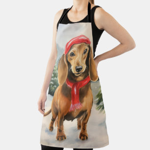 Delantal Perro de Dachshund en Navidades de nieve