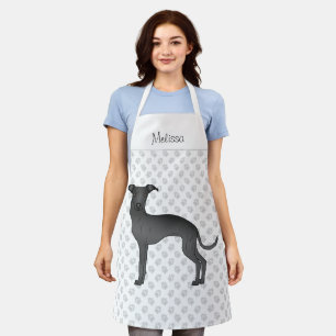 Delantal Perro de dibujos animados galgo italiano negro con