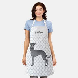 Delantal Perro de dibujos animados italiano galgo azul con