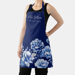 Delantal Perro de flores azules elegantes