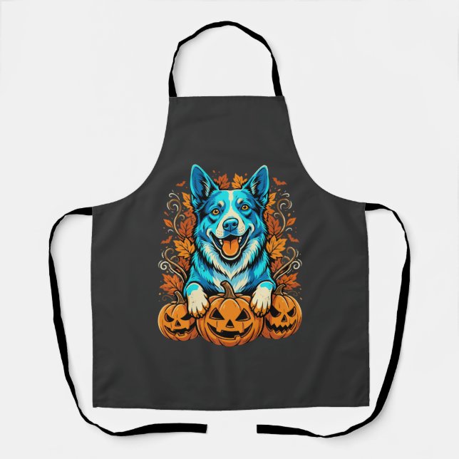 Delantal Perro de Halloween con calabazas de Jack O Lantern (Anverso)